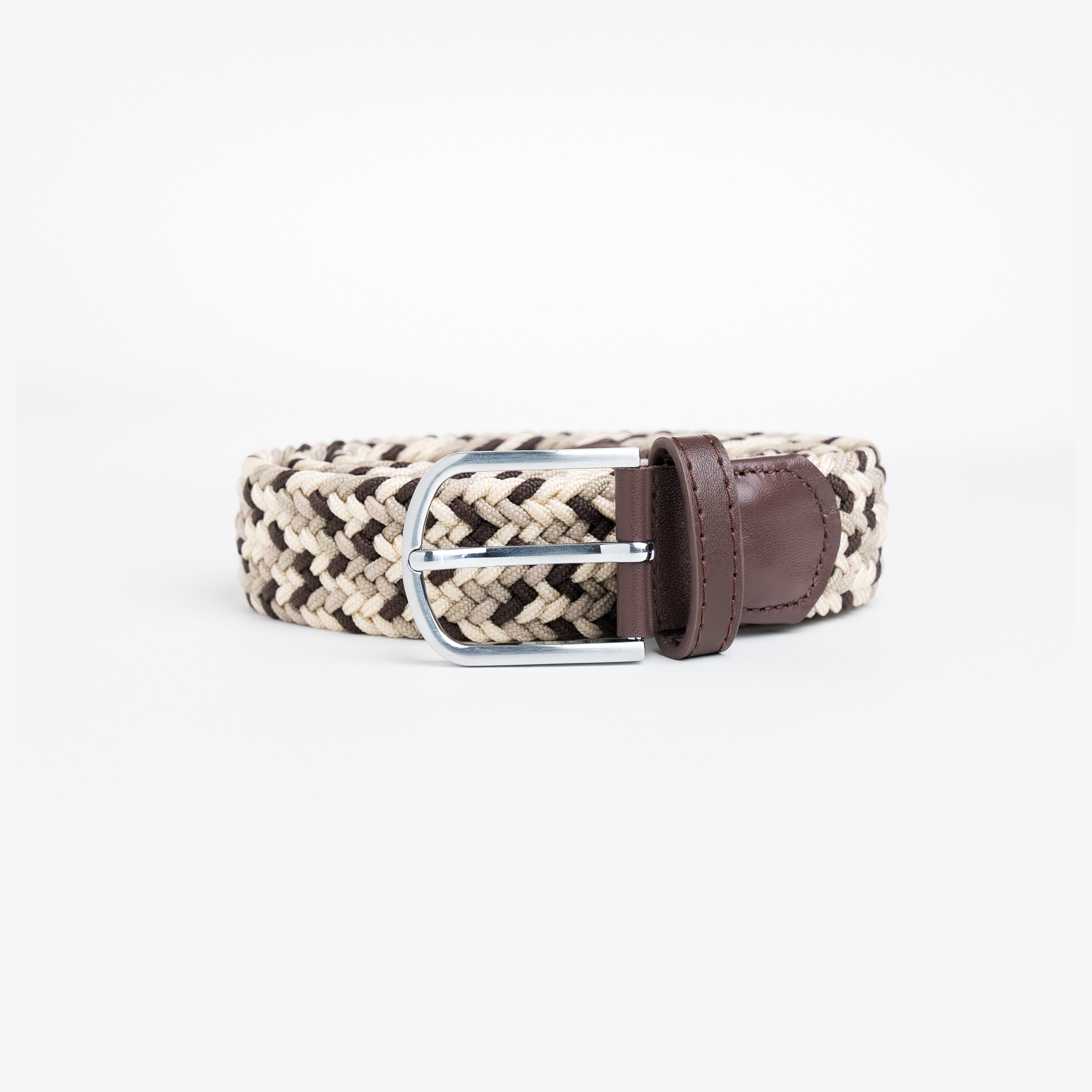 Brown & Beige Braided Belt